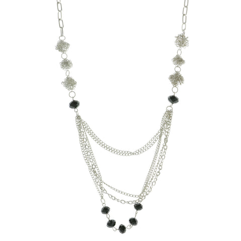 Mi Amore Adjustable Long-Necklace Silver-Tone/Black