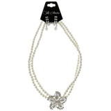 Mi Amore Necklace-Earring-Set White/Silver-Tone