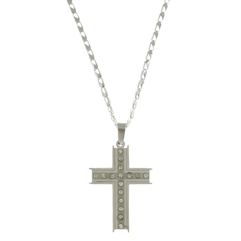 Mi Amore Cross Pendant-Necklace Silver-Tone