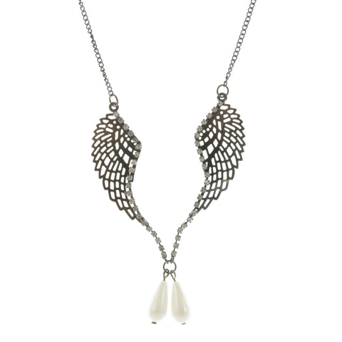 Mi Amore Wings Adjustable Fashion-Necklace Dark-Silver