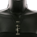 Mi Amore Crucifix Adjustable Pendant-Necklace Black & Silver-Tone