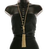 Mi Amore Tassels Adjustable Long-Necklace Gold-Tone