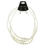 Mi Amore Adjustable Beaded-Necklace White/Silver-Tone