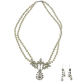 Mi Amore Necklace-Earring-Set White/Silver-Tone