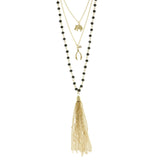 Mi Amore Elephant Wishbone Adjustable Layered-Necklace Gold-Tone & Black