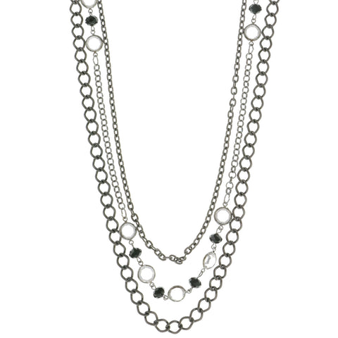 Mi Amore Layered-Necklace Dark-Silver/Black