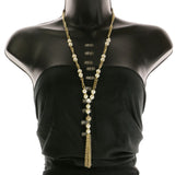 Mi Amore Tassels Long-Necklace Gold-Tone/White