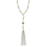 Mi Amore Tassels Long-Necklace Silver-Tone/White