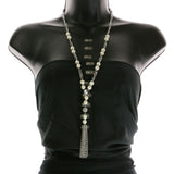 Mi Amore Tassels Long-Necklace Silver-Tone/White