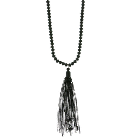 Mi Amore Adjustable Long-Necklace Black