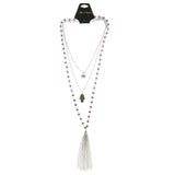 Mi Amore Eye Hand Adjustable Layered-Necklace Purple & Silver-Tone