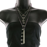 Mi Amore Eye Hand Adjustable Layered-Necklace Purple & Silver-Tone