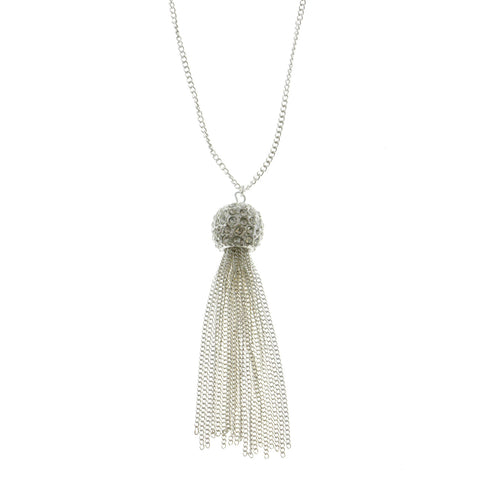 Mi Amore Tassels Adjustable Pendant-Necklace Silver-Tone