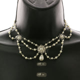 Mi Amore Snowflake Flower Adjustable Necklace-Earring-Set White & Silver-Tone