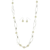 Mi Amore Necklace-Earring-Set Silver-Tone/White