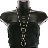 Mi Amore Adjustable Necklace-Earring-Set Black/Silver-Tone