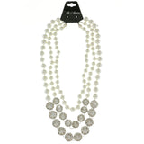 Mi Amore Adjustable Layered-Necklace White/Silver-Tone
