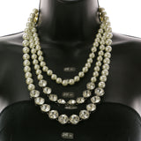 Mi Amore Adjustable Layered-Necklace White/Silver-Tone
