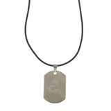 Mi Amore Dragon Dog Tag Adjustable Pendant-Necklace Silver-Tone & Black