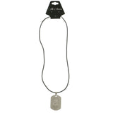 Mi Amore Dragon Dog Tag Adjustable Pendant-Necklace Silver-Tone & Black