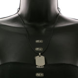 Mi Amore Dragon Dog Tag Adjustable Pendant-Necklace Silver-Tone & Black