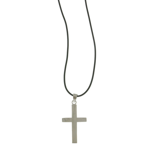 Mi Amore Cross Adjustable Pendant-Necklace Silver-Tone & Black