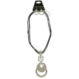 Mi Amore Adjustable Necklace-Earring-Set Silver-Tone/Black