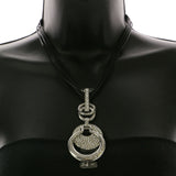 Mi Amore Adjustable Necklace-Earring-Set Silver-Tone/Black