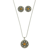 Mi Amore Necklace-Earring-Set Silver-Tone/Orange