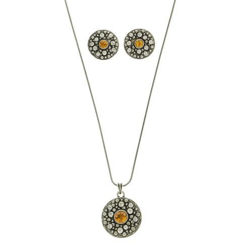 Mi Amore Necklace-Earring-Set Silver-Tone/Orange