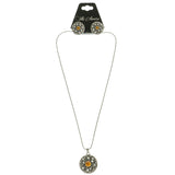 Mi Amore Necklace-Earring-Set Silver-Tone/Orange