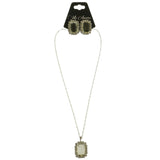 Mi Amore Matching Ring Necklace-Earring-Set Green/Silver-Tone