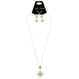 Mi Amore Necklace-Earring-Set Silver-Tone/White