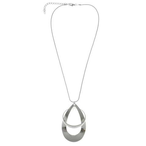 Mi Amore Glitter Adjustable Pendant-Necklace Silver-Tone