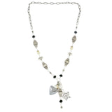 Mi Amore Heart Butterfly Pendant-Necklace Multicolor & Silver-Tone