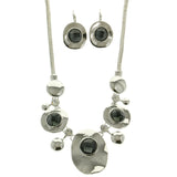 Mi Amore Necklace-Earring-Set Silver-Tone/Black