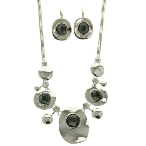 Mi Amore Necklace-Earring-Set Silver-Tone/Black