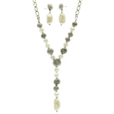 Mi Amore Necklace-Earring-Set Silver-Tone/White