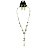 Mi Amore Necklace-Earring-Set Silver-Tone/White