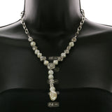 Mi Amore Necklace-Earring-Set Silver-Tone/White