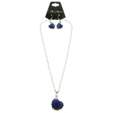 Mi Amore Heart Necklace-Earring-Set Blue/Gold-Tone