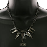 Mi Amore Spike Adjustable Necklace-Earring-Set Dark-Silver
