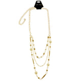 Mi Amore Adjustable Long-Necklace Gold-Tone/White