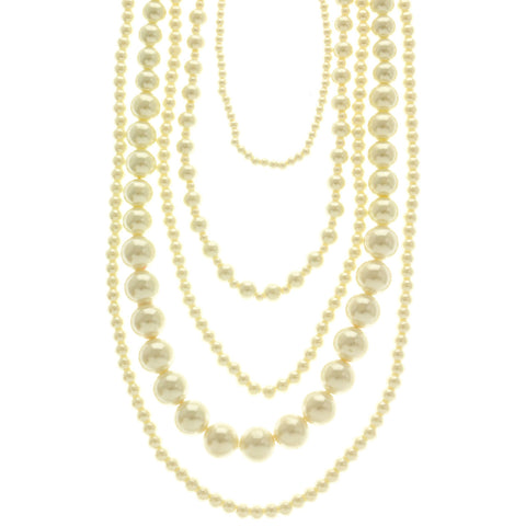 Mi Amore Adjustable Layered-Necklace White/Silver-Tone