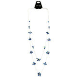 Mi Amore Adjustable Long-Necklace Blue/Silver-Tone