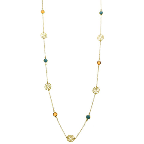 Mi Amore Adjustable Long-Necklace Multicolor/Gold-Tone