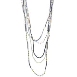 Mi Amore Adjustable Long-Necklace Blue/Silver-Tone