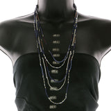 Mi Amore Adjustable Long-Necklace Blue/Silver-Tone