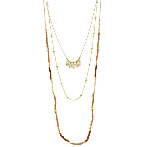 Mi Amore Leaves Adjustable Long-Necklace Multicolor & Gold-Tone