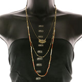 Mi Amore Leaves Adjustable Long-Necklace Multicolor & Gold-Tone